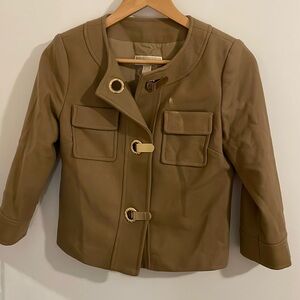XS cropped jacket. Brown/taupe. Excellent condition. Gold magnetic closures!